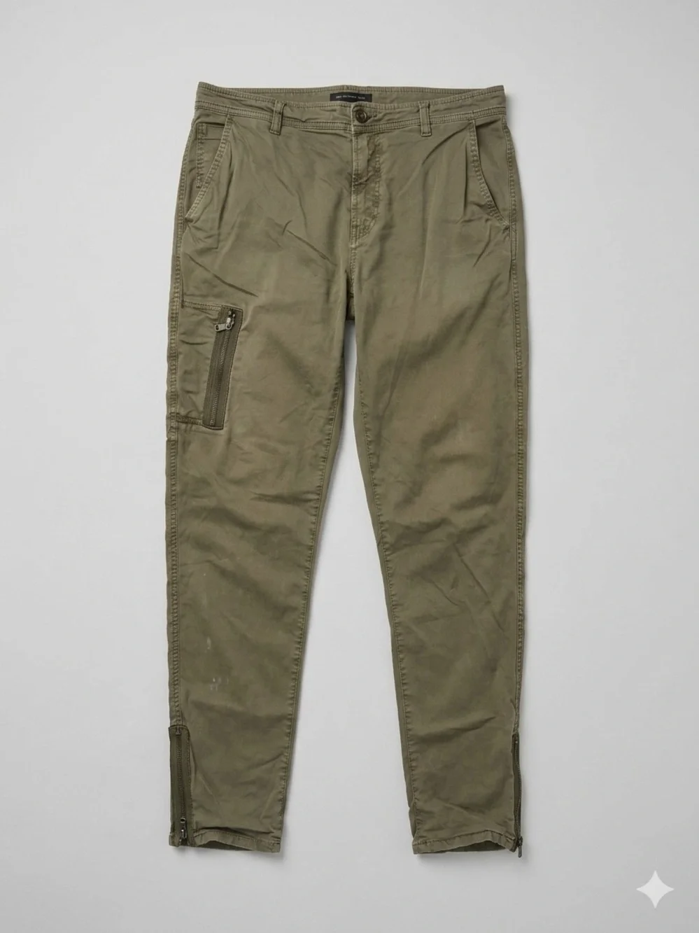 John Varvatos USA Men's Olive Cargo Utility Zip Pocket Pants, Size 33 - Picture 1 of 15